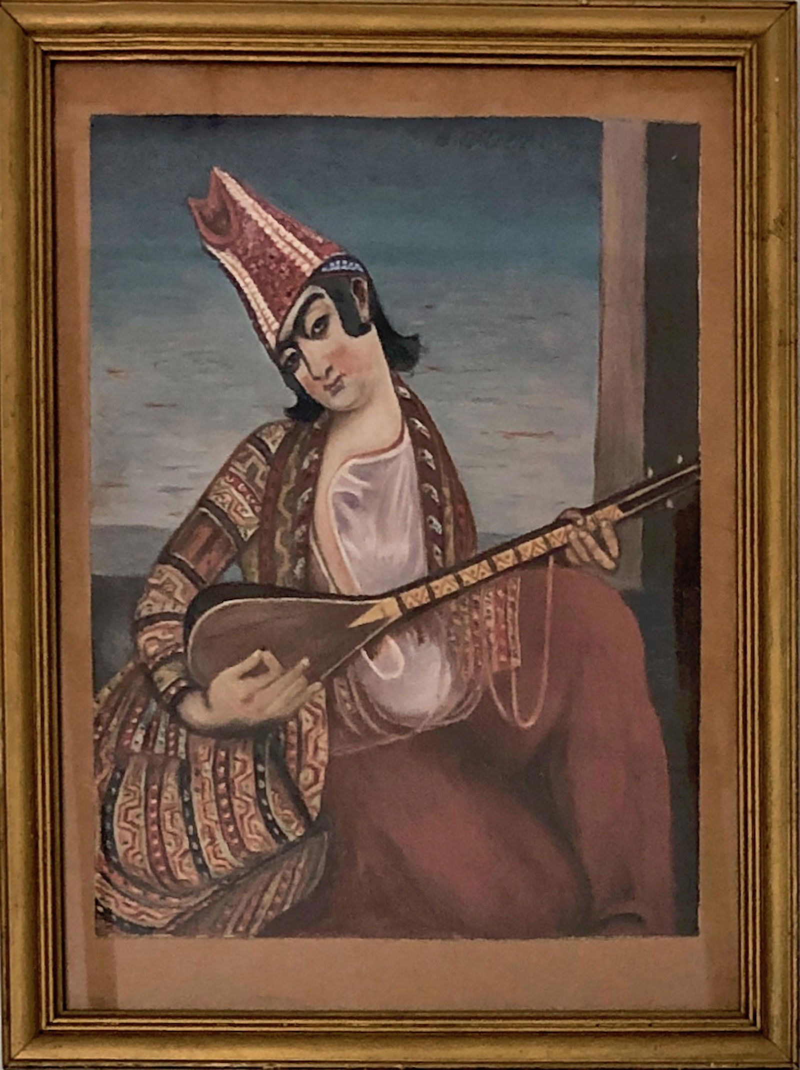 Persian Oil Painting PLAYING THE SAAZ , E. Melik (1 of 5)