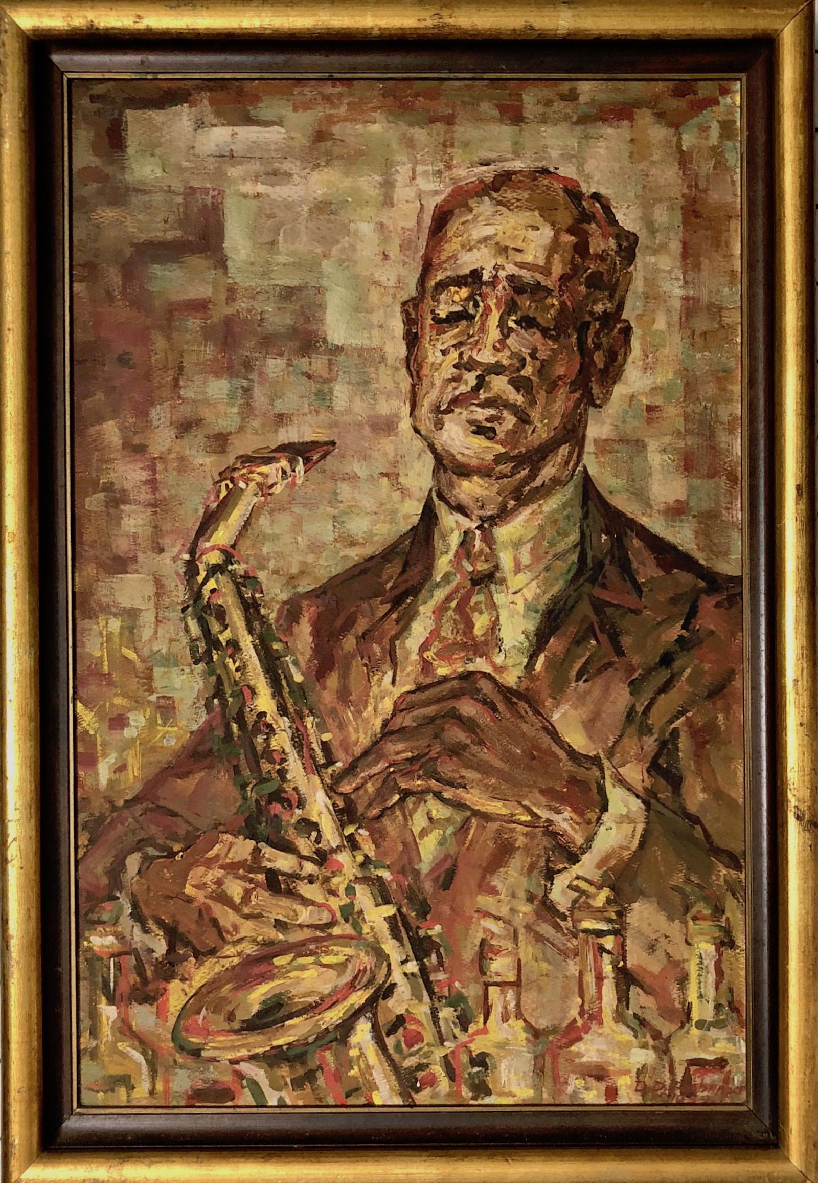 African American Painting THE SAXOPHONIST, Robinson 1959 (1 of 4)