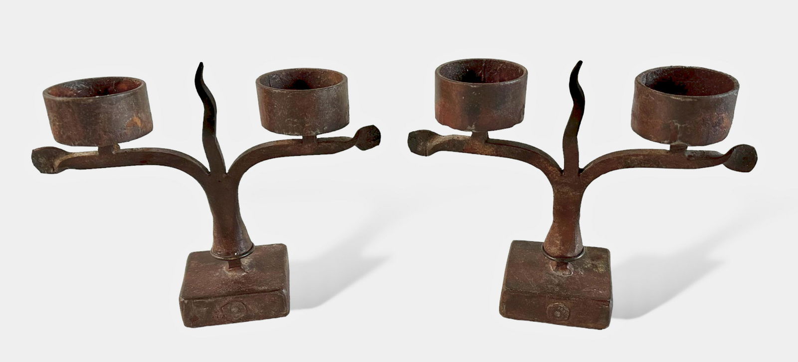 Jan Barboglio Pair Of Hand-Forged Iron Candlesticks, Signed (1 of 5)