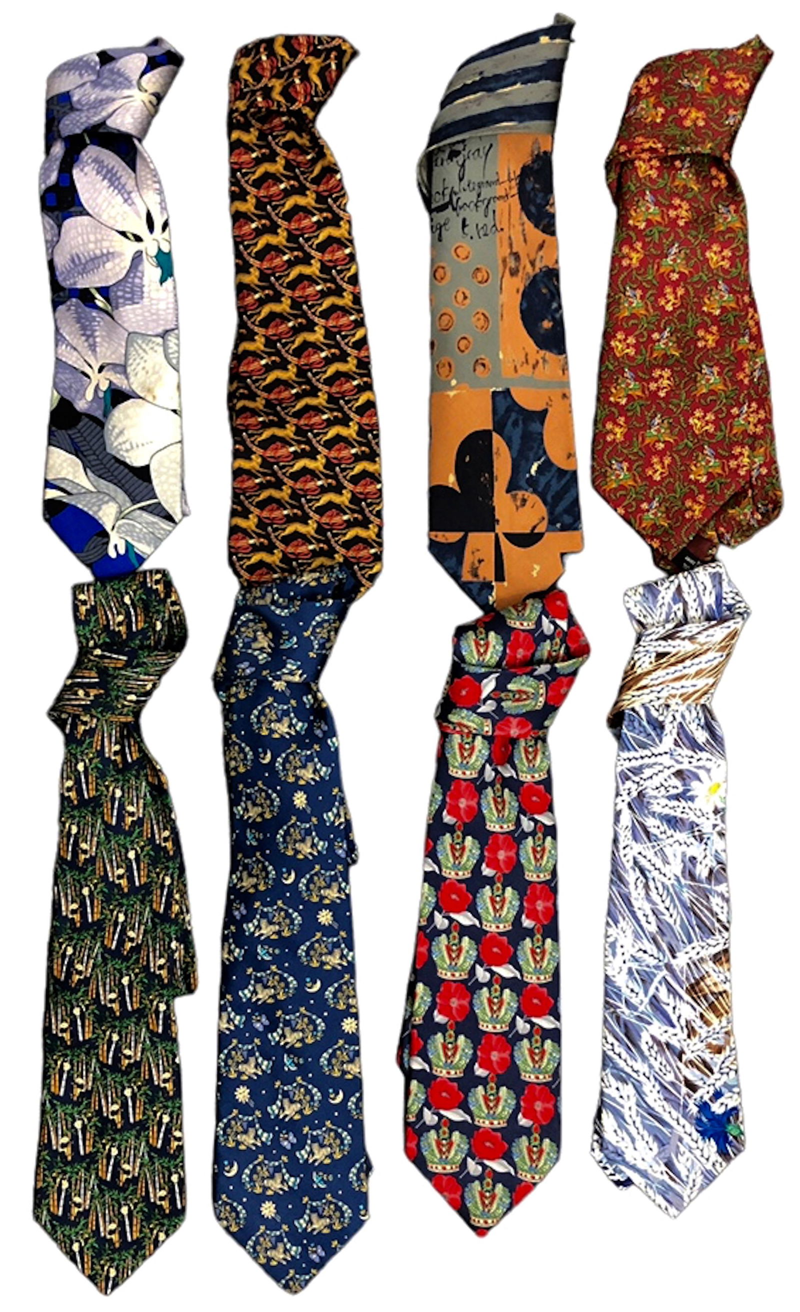 Designers: Hermes, Matsuda, Ferragamo & Leonard Vintage Silk Ties (8) (1 of 6)