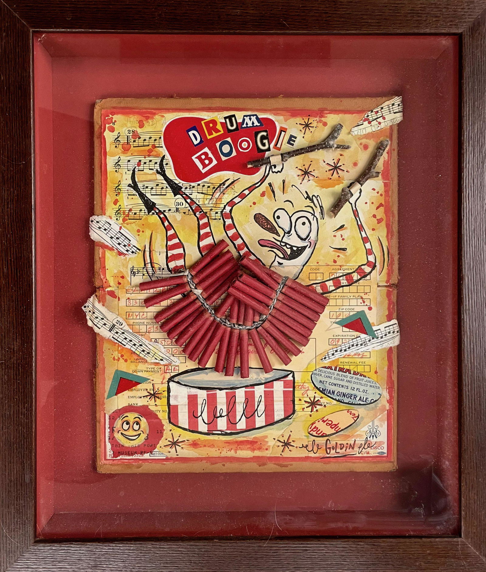 Urban Pop Art Collage DRUM BOOGIE, Signed Goldin (1 of 3)