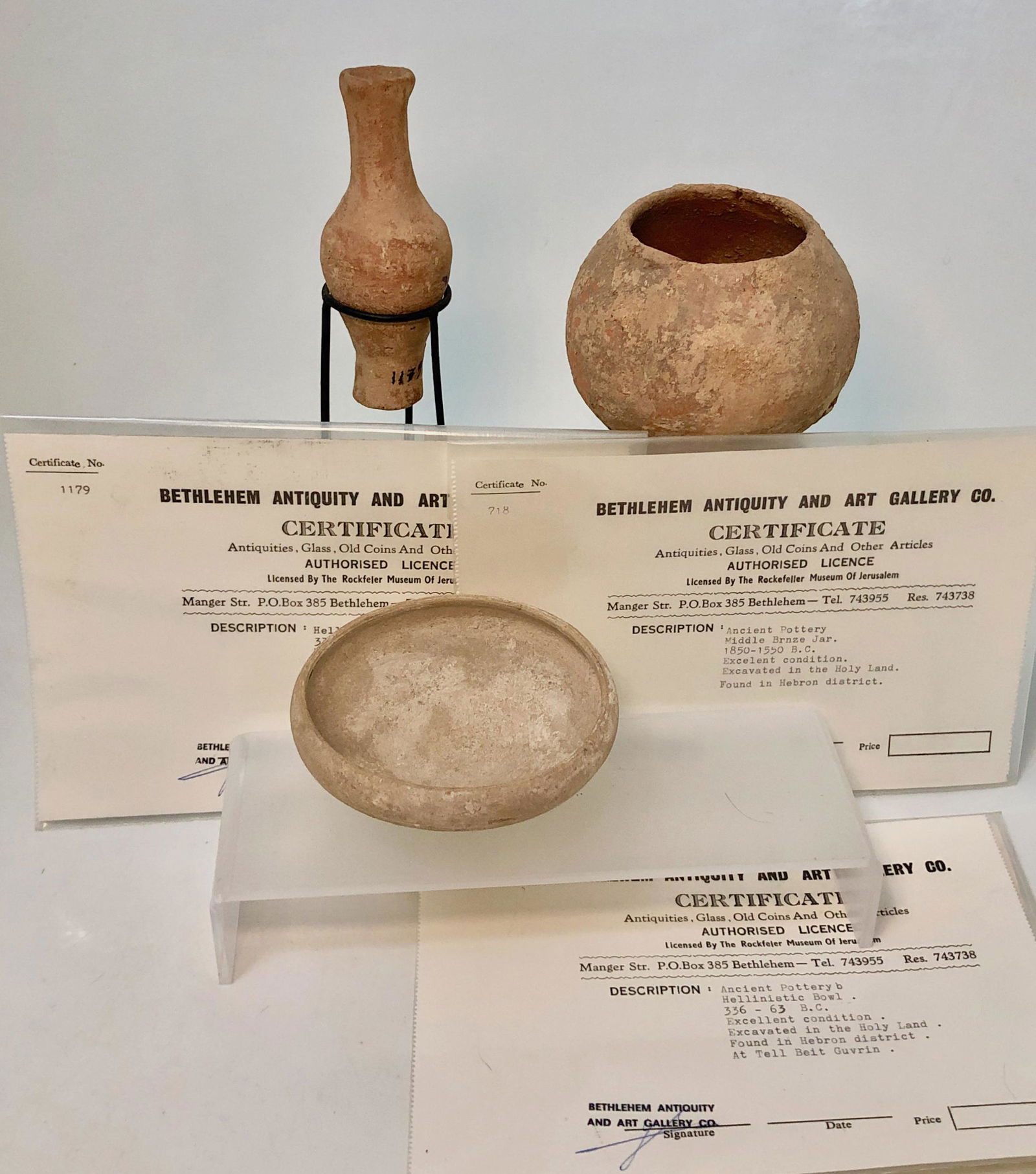Hellenistic Period Pottery Vessels With COA, Antiquities (1 of 8)