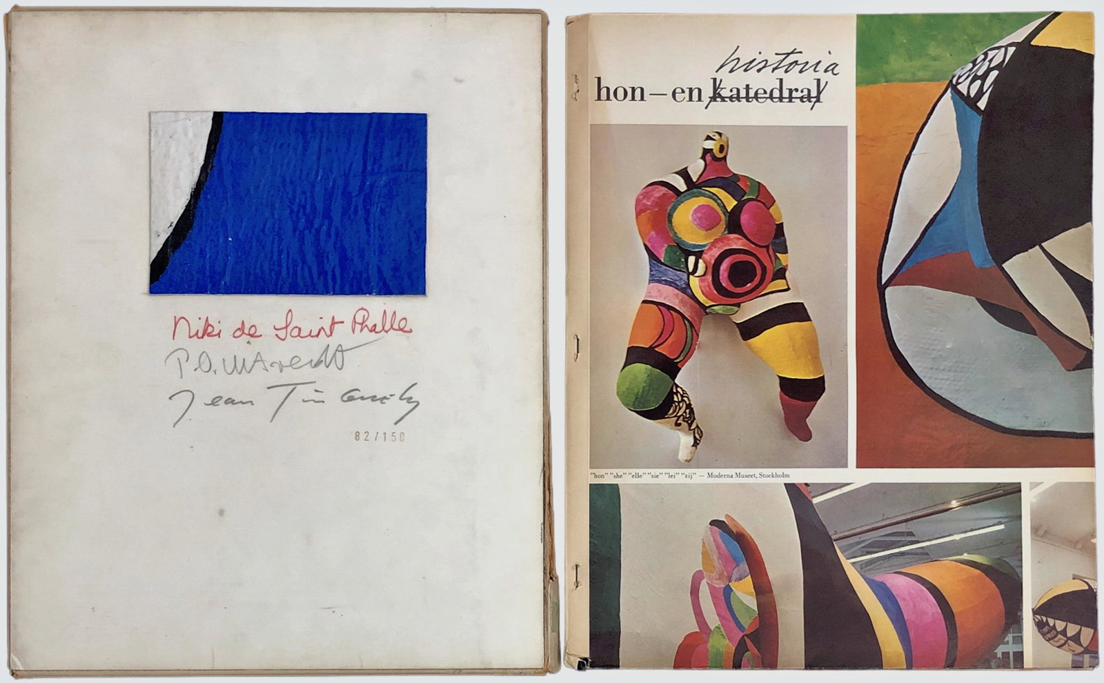 HISTORIA Signed Saint-Phalle, Jean Tinguely & Ultvedt, Stockholm, 1967: Hon-en Katedral Historia, SHE-A CATHEDRAL. Collaboration signed by all three artists. Nicki De Saint Phalle (French, 1930-2002). Jean Tinguely (Swiss, 1925-1991). Per-Olof Ultvedt (Finland, 1927-2006)