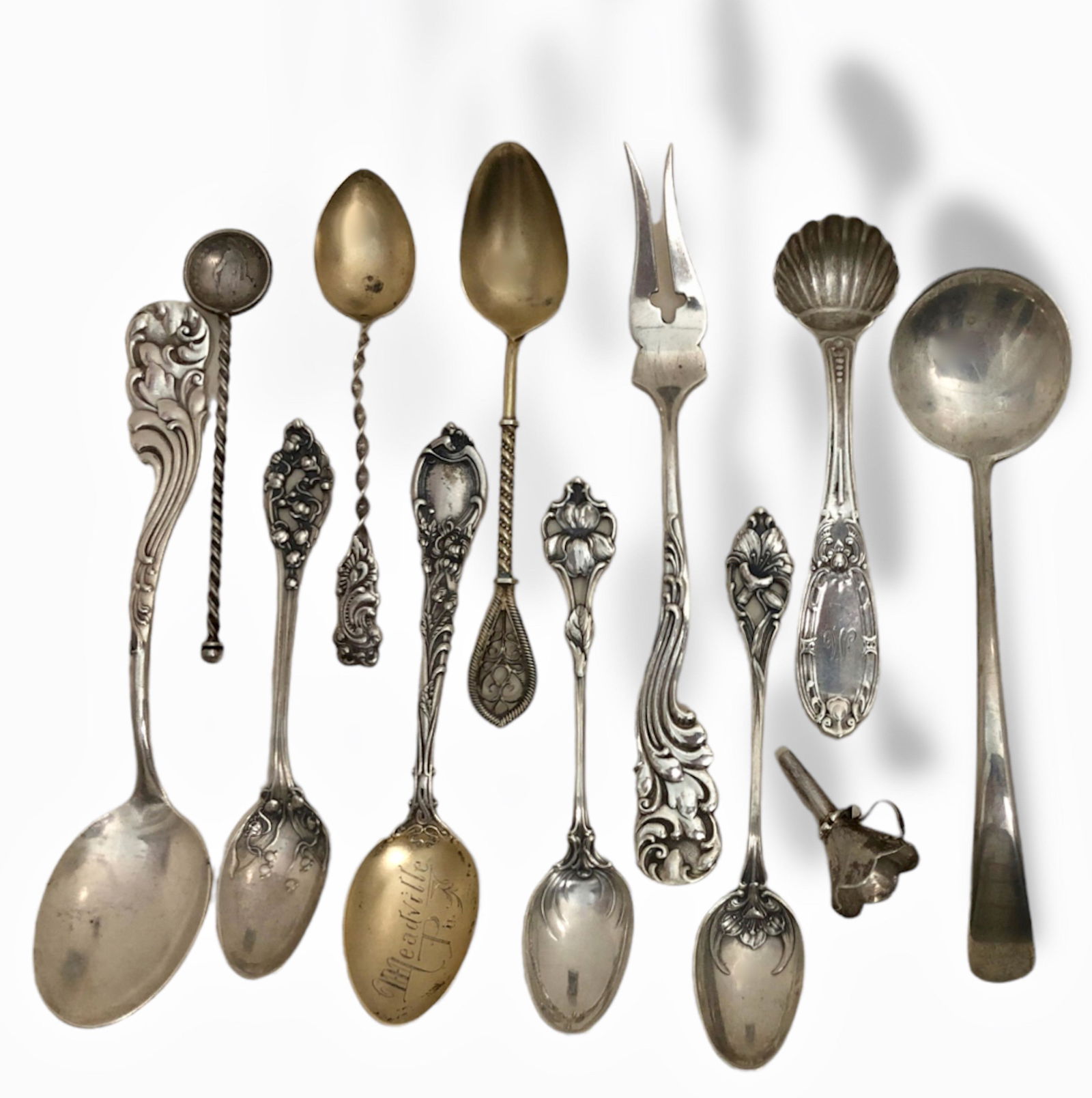 Antique Sterling Silver Assorted Small Spoons, Fork & Funnel (1 of 5)