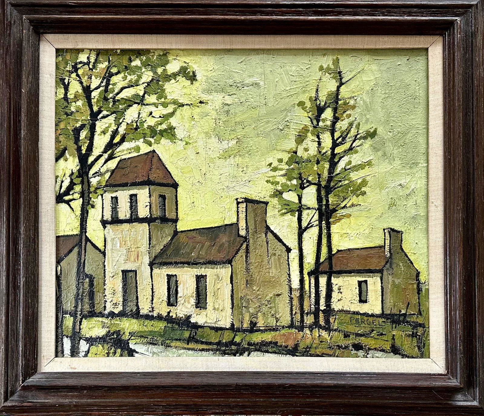 Jacques Pergel (French, b. 1924)  Village Landscape Painting, c. 1960s (1 of 4)