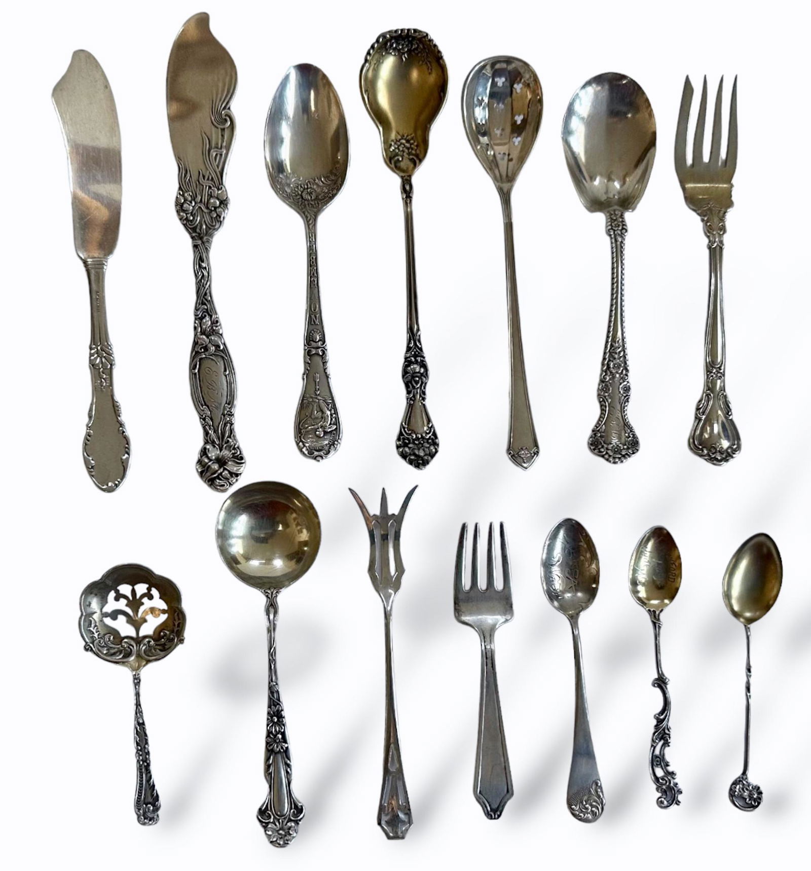 Collection of Assorted Antique Sterling Silver Flatware (14) (1 of 3)
