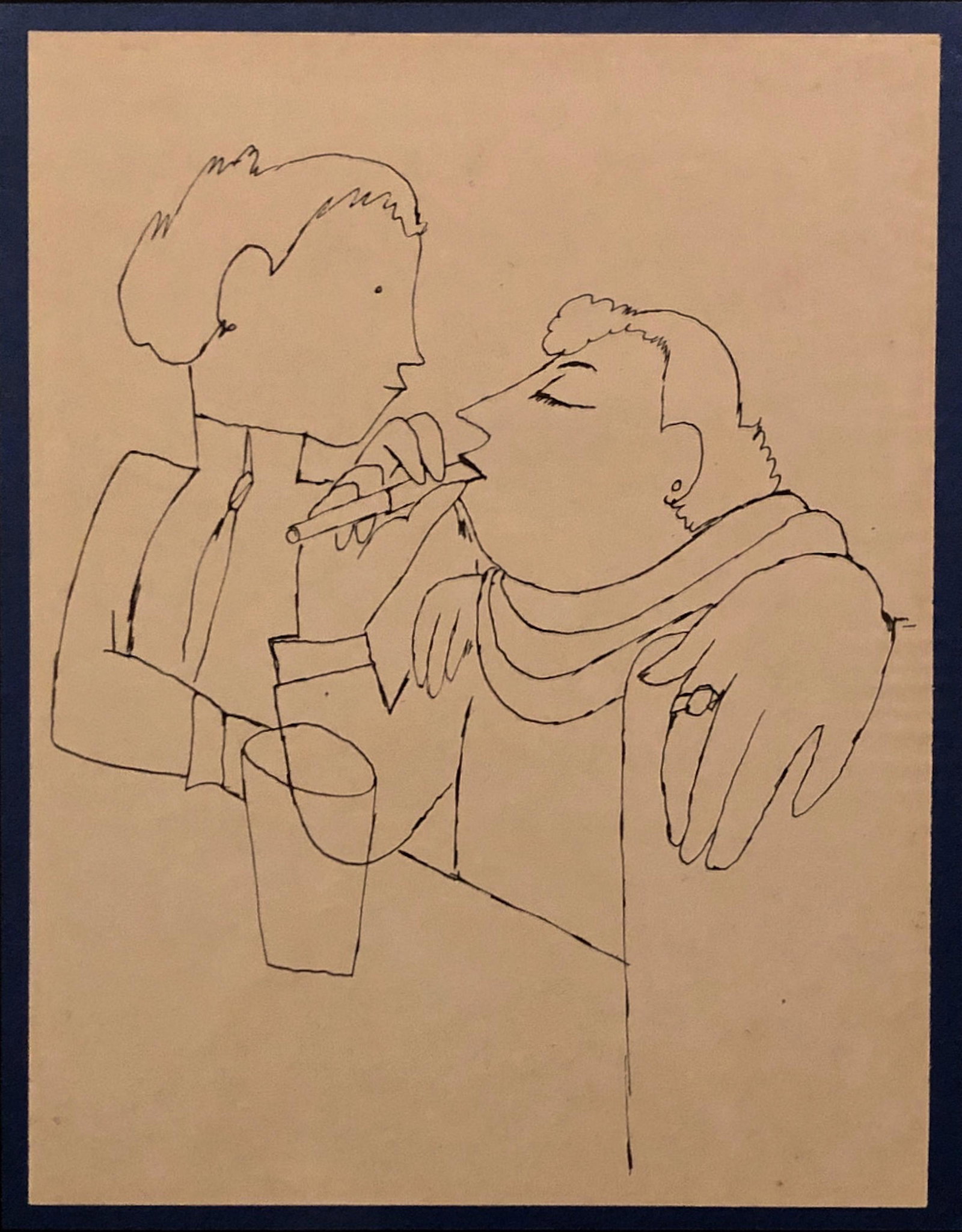 Jean Cocteau (French, 1889-1963) Le Mauvais Lieu, Dessins, 1924: THE BAD PLACE / THE DEN OF INIQUITY. Line cut plate from Le Mauvais Suite of the paper edition of Dessins, 1924. Published as a series of line cuts from Cocteau's early drawings. Unsigned. Publisher: 
