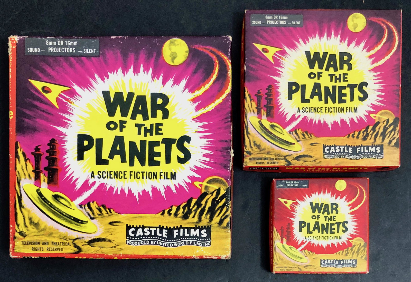 WAR OF THE PLANETS, Castle Films Inc., 1958: MAD SCIENTIST, ALIEN ABDUCTION and POST NUCLEAR DISASTER ON AN ALIEN PLANET. WAR OF THE PLANETS, Science Fiction Silent Film. Castle Films / United World Films Inc., 1958. Three Film Reels of This Sho