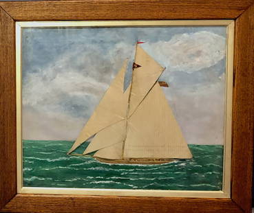 Thomas H. Willis (Danish / American,  1845-1925)  Schooner Racing Yacht COLUMBIA, Painting: The American Schooner Yacht: COLUMBIA. Artist: Thomas H. Willis (American, 1845-1925). Maritime painting depicting the American schooner racing yacht: Columbia, under full sail. Titled lower right: CO