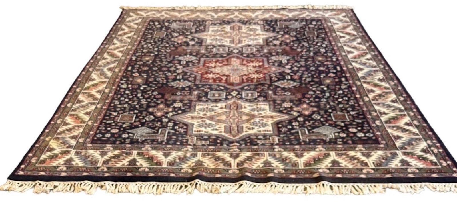 Indo-Persian Hand Knotted Wool Rug Carpet: 10 ft. x 8 ft. (1 of 4)