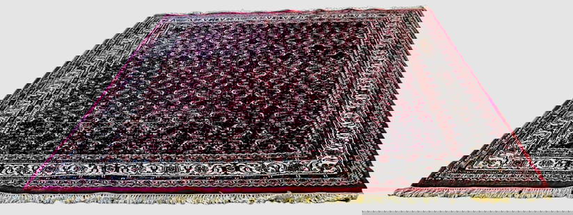 Indo-Persian Hand-Woven Wool Rug Carpet: 11 ft. x 8 ft..: Vintage Hand-Knotted Indo-Persian Wool Room Size Rug Carpet. Profusely designed throughout. Approximate dimensions: 11 feet x 8 feet (132 inches x 96 inches) Origin: India. Condition: good original pr