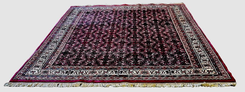 Indo-Persian Hand-Woven Wool Rug Carpet:  11 ft. x  8 ft..: Vintage Hand-Knotted Indo-Persian Wool Room Size Rug Carpet. Profusely designed throughout. Approximate dimensions: 11 feet x 8 feet (132 inches x 96 inches) Origin: India. Condition: good original pr