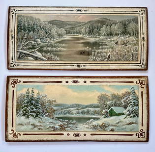 American Winter Landscape Paintings,  Veronica Nemethy, Hudson Valley, N.Y. 1972: Veronica Nemethy (American, 20th Century). Pair of Hudson Valley Winter Landscape Paintings, N.Y. Each painting on board signed and dated by the artist, Veronica Nemethy, 1972. Oil on board. Dimension