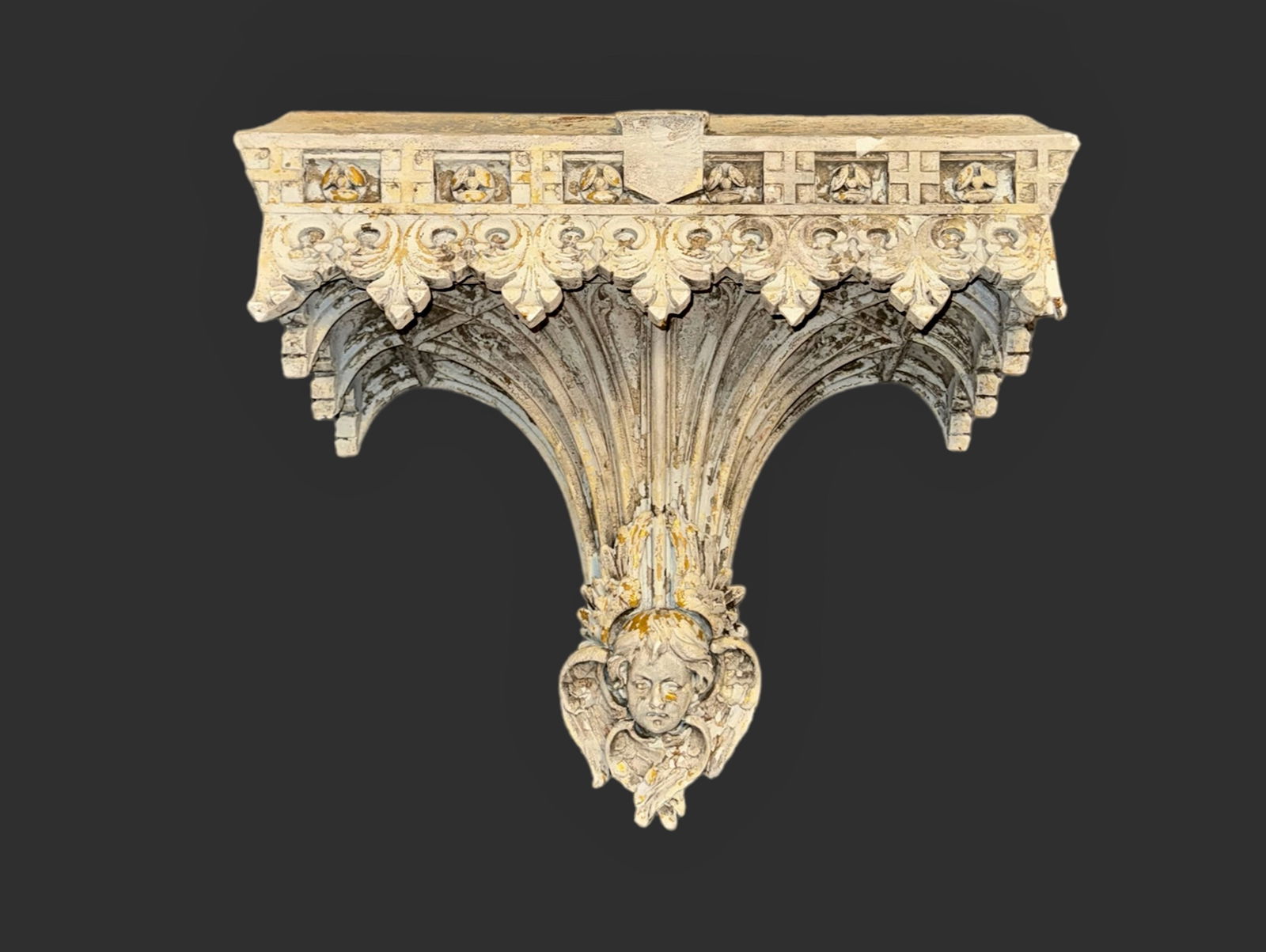 Vintage Architectural  Gothic Plaster Wall Shelf:  19 3/4" x 23 1/2" (1 of 7)