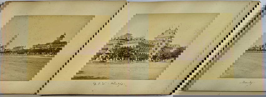 INDIA, Album Of Albumen Prints, 1880s (26): Photographic Views of Nineteenth Century India. Album of Albumen Prints, India, 1880s. Large format of 26 Albumen Prints mounted in an album on thick card stock. Several images identified and dated in
