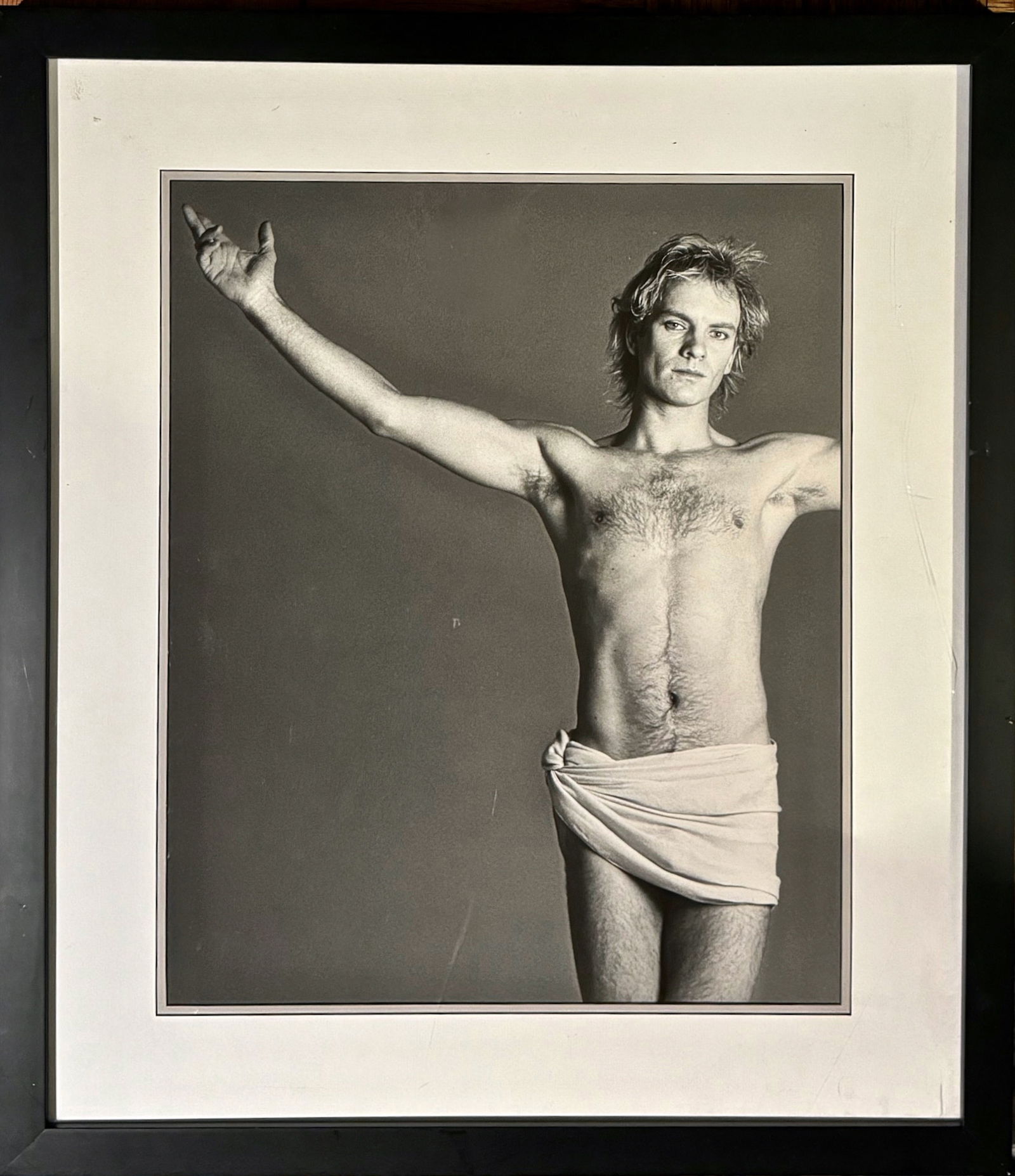Francesco Scavullo (American, 1921-2004) STING, 1984: PORTRAIT OF STING, New York Studio, 1984. Gelatin silver print by fashion celebrity photographer, Francesco Scavullo, 1984. Francesco Scavullo Estate Copyright Hand Stamp with the Signature of Sean By