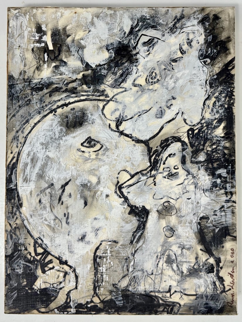 Riva Leviten (American, 1928-2014) Outsider Graffiti Abstract Painting THE SEARCH BEGINS (1 of 6)