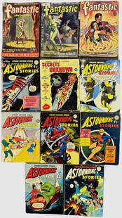 SCI-FI COMIC BOOKS: FANTASTIC ADVENTURES & AMAZING STORIES (11): Vintage Sci-Fi Comic Books, 1960s. All illustrated throughout. British publication. 3 Fantastic Adventures. 1 Secrets Unknown. 7 Astounding Stories. Condition: good overall original pre-owned estate c