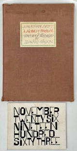 Leonard Baskin (American, 1922-2000) Illustrated 1st Edition Books, 1960s: Two first edition books illustrated by Leonard Baskin. November Twenty Six Nineteen Hundred Sixty Three. Limited edition book with sleeve hand-signed by the artist: Ben Shawn and poet: Wendell Berry,