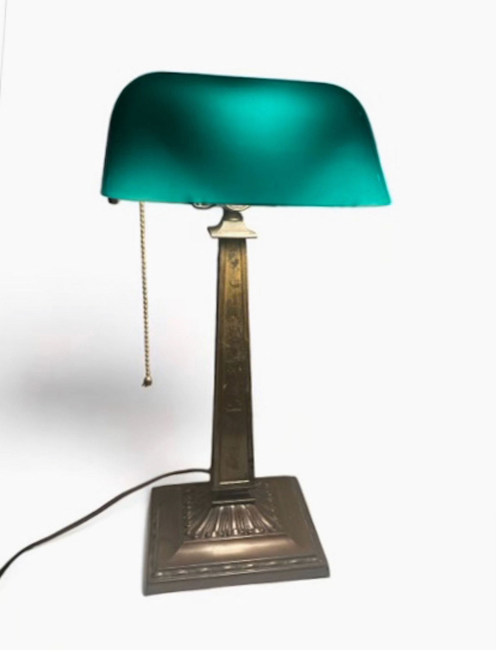 Emeralite, Banker's Desk Lamp With Green Cased Glass Shade (1 of 6)