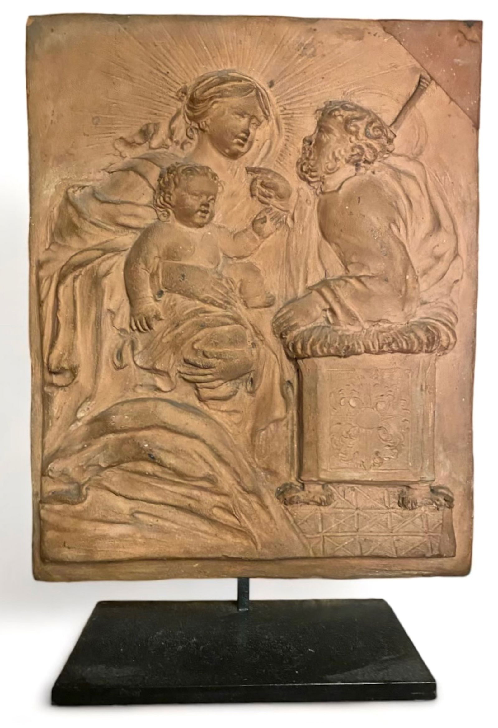 Antique Baroque Terra Cotta Bas Relief Plaque Of The Holy Family (1 of 5)