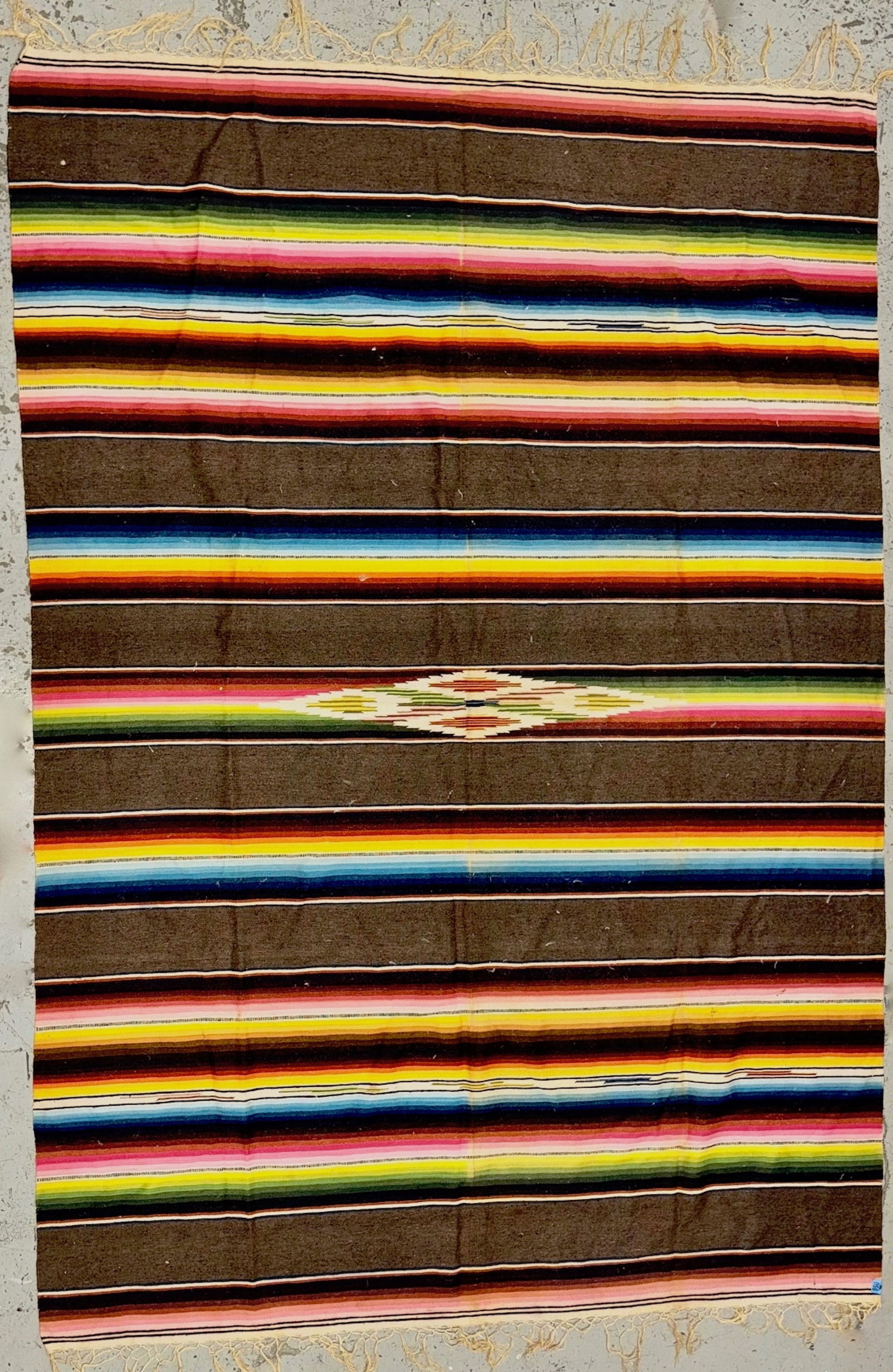 Vintage Mexican Serapi Flat Weave Rug Textile, 7' 5 " x 5' 2" (1 of 4)