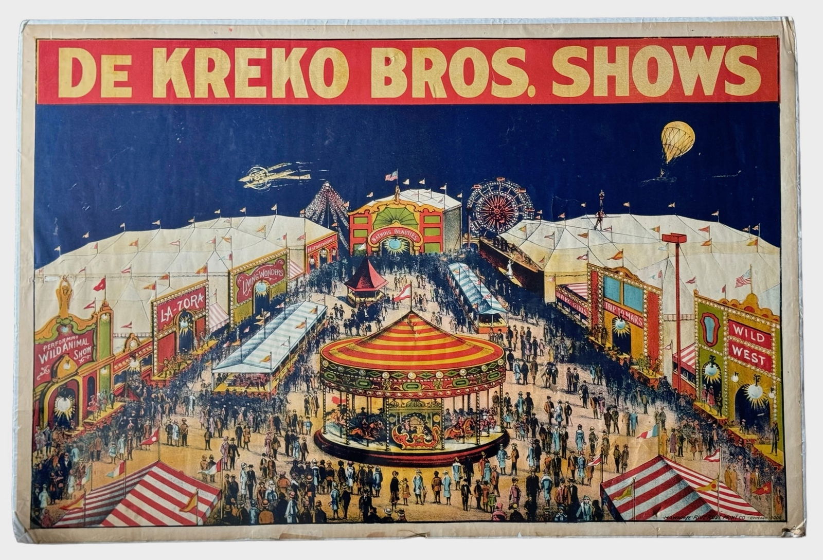 DE KREKO BROS, TRAVELING CARNIVAL SHOWS -WILD WEST POSTER, CHICAGO 1920s (1 of 6)