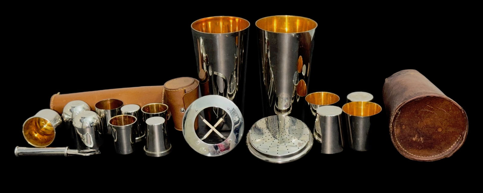 Antique Chrome-Plated Art Deco Travel Cocktail Sets,   Austrian & German, 1920s (1 of 5)