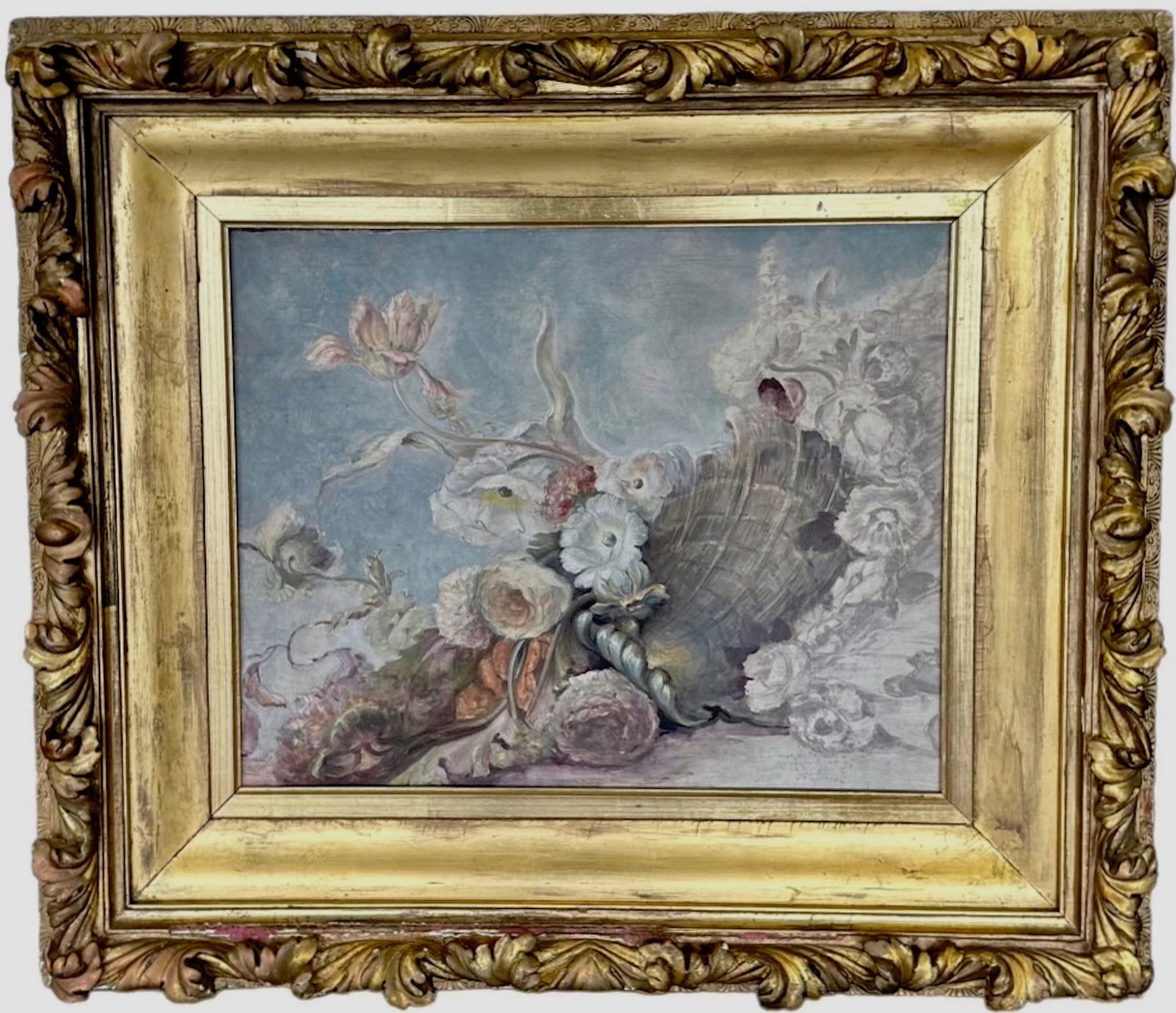 19th Century European Floral Still-Life Painting In Carved Gilt Frame (1 of 2)