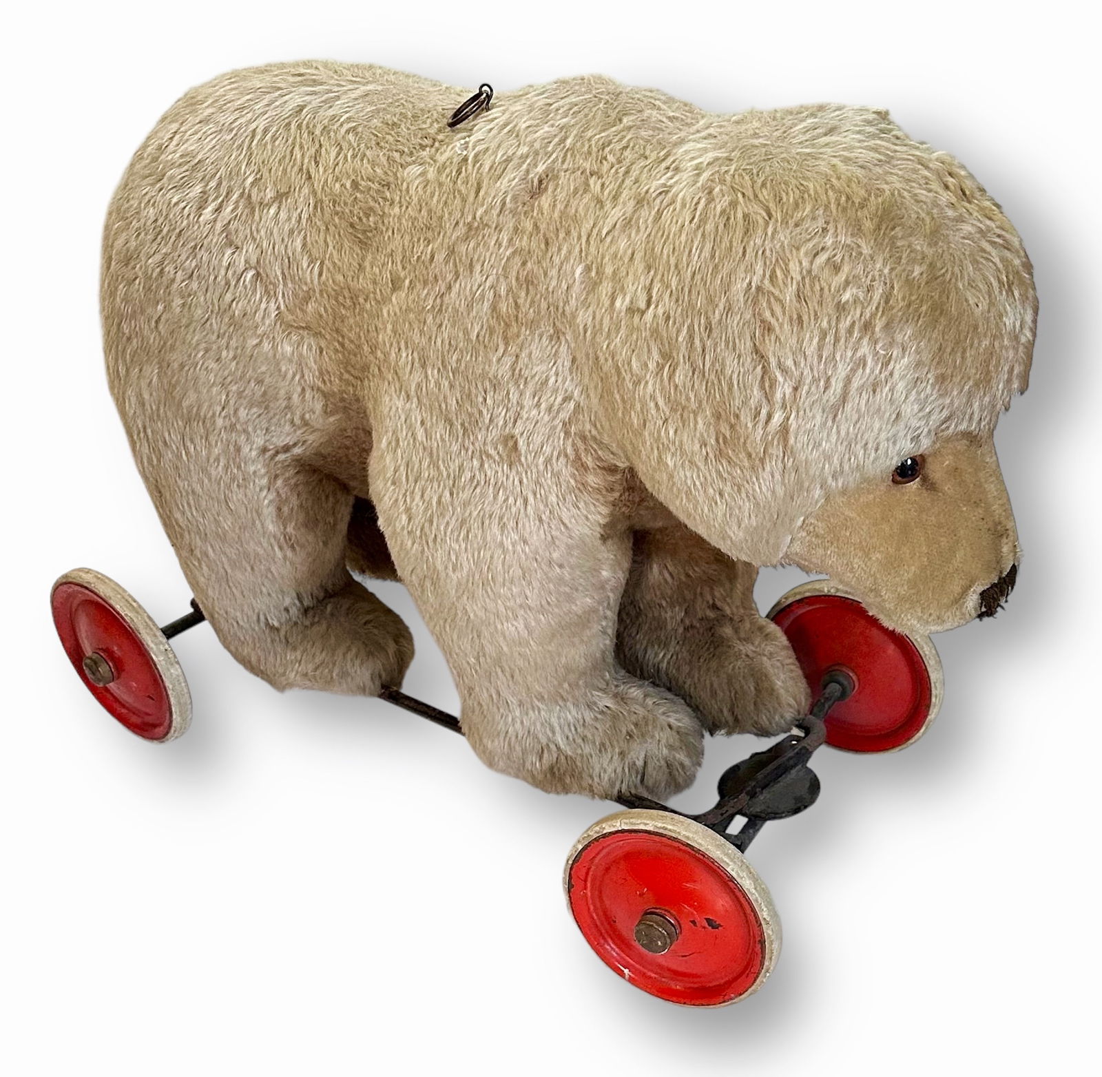 Large Antique Steiff Mohair Bear On Wheels Riding Toy (1 of 7)