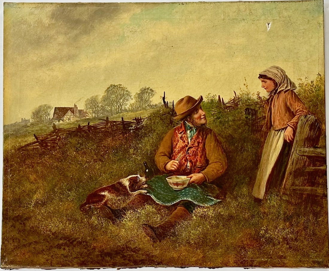 19th C. European School Countryside Peasant Painting (1 of 3)