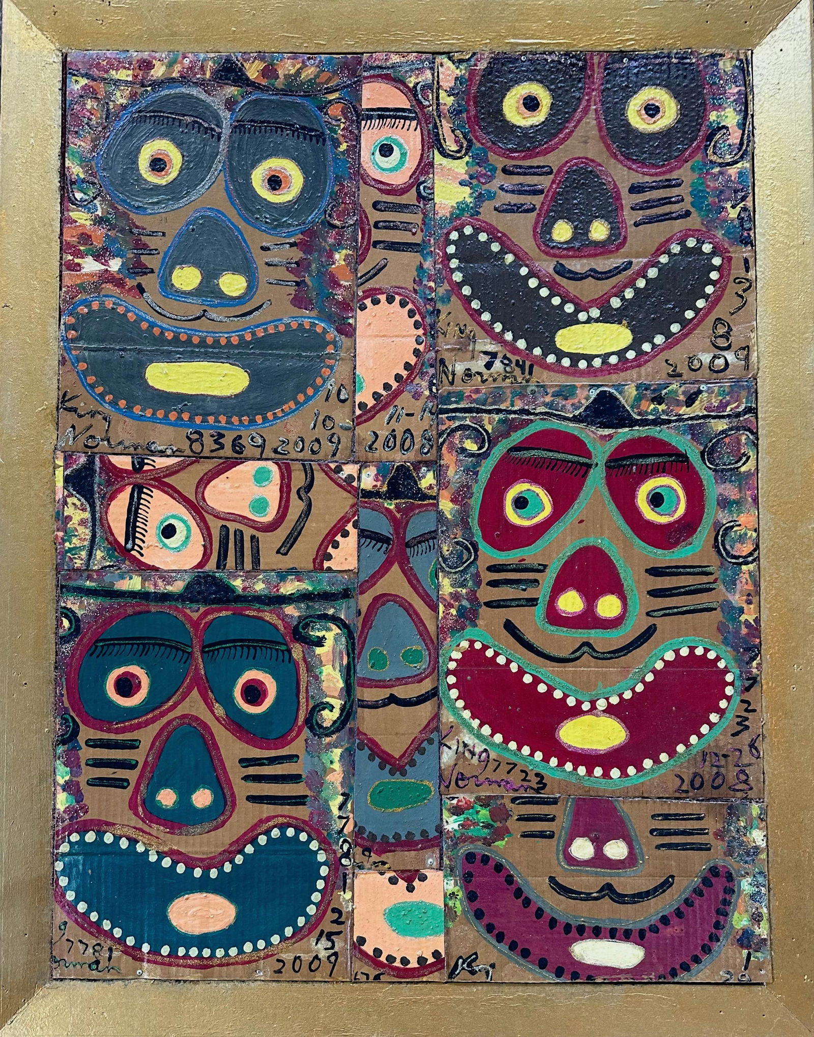 Mid-Century Urban Outsider Painting FACES, Kim Norman (1 of 4)