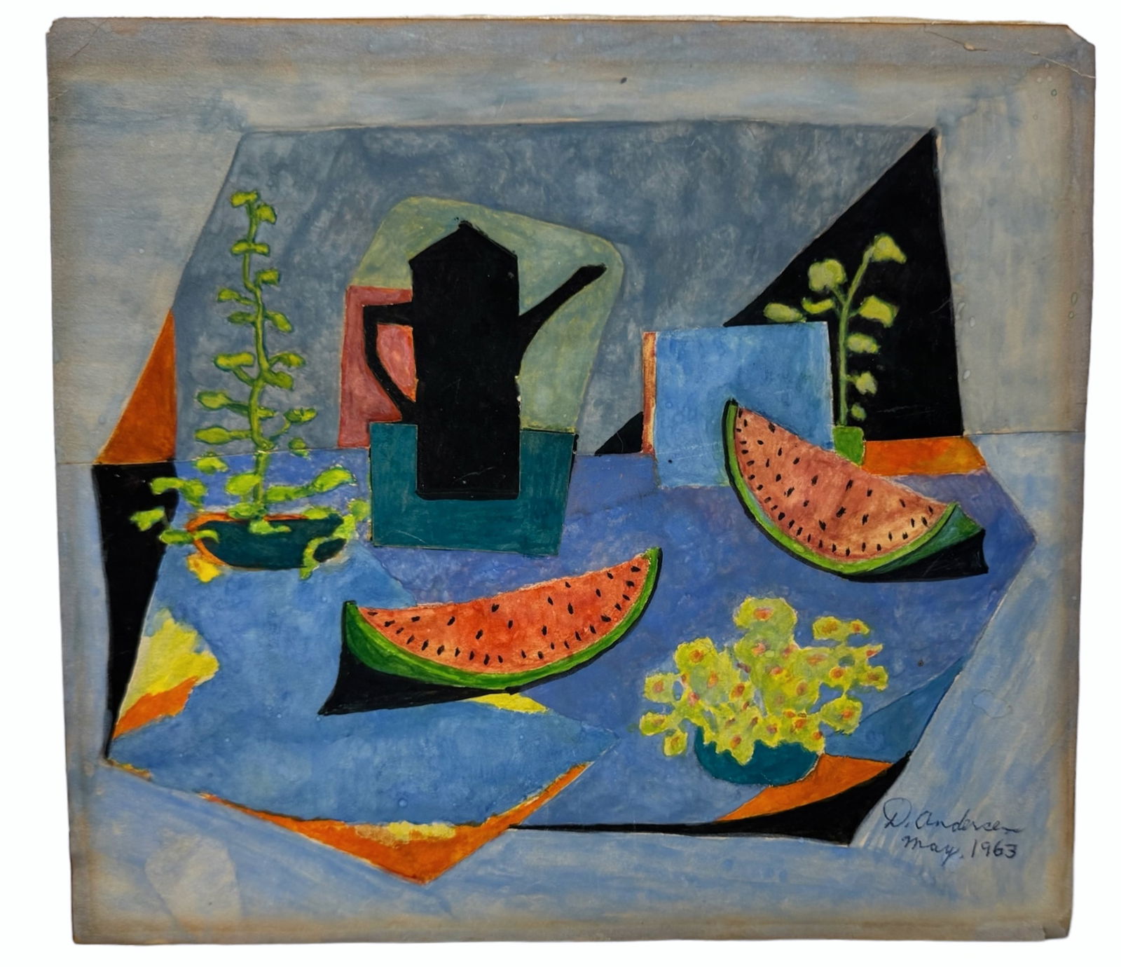 Modernist Abstract Still Life Painting,  D. Anderson 1964 (1 of 4)