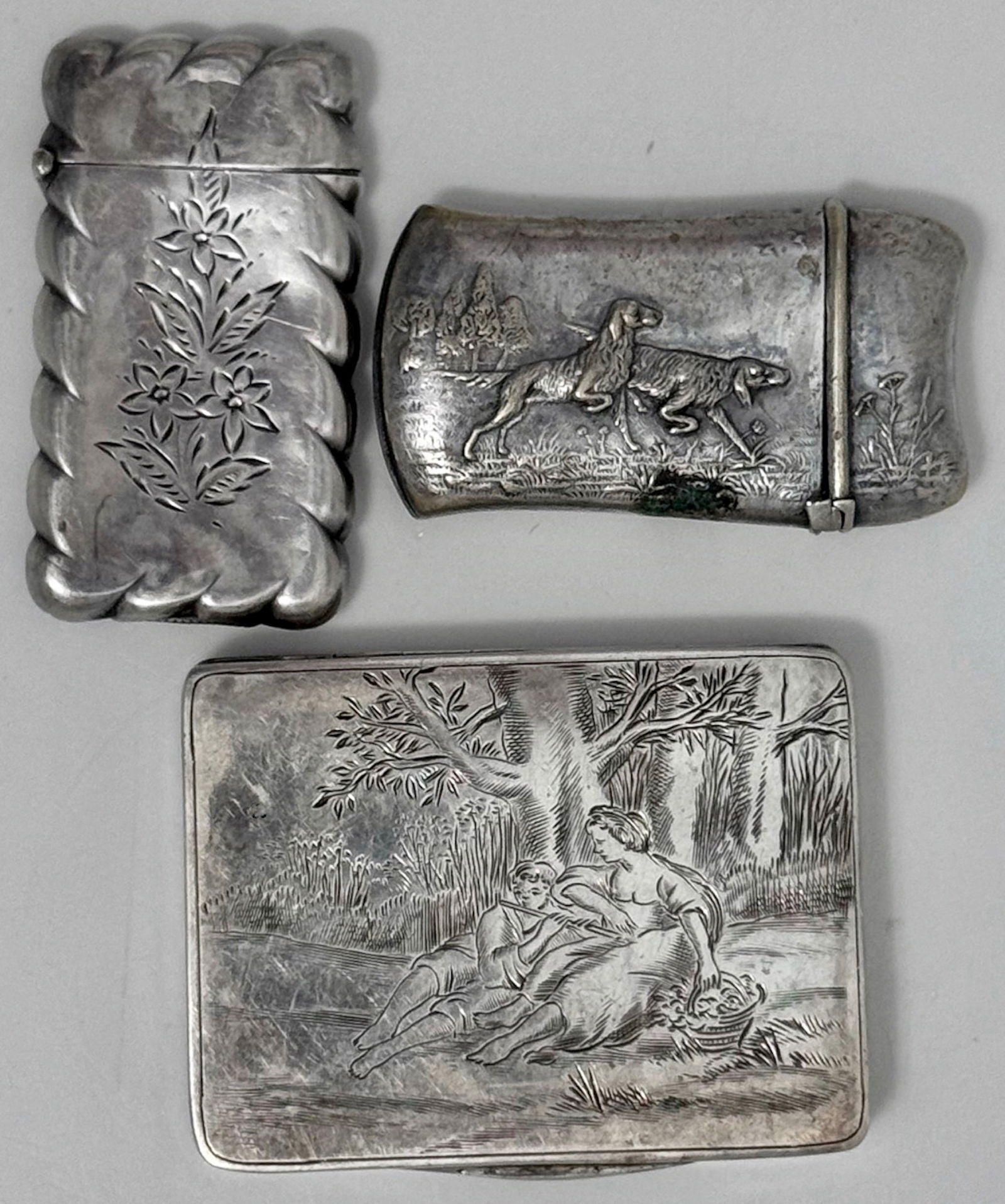19th C. Sterling Silver Snuff Box & Match Safes (1 of 7)