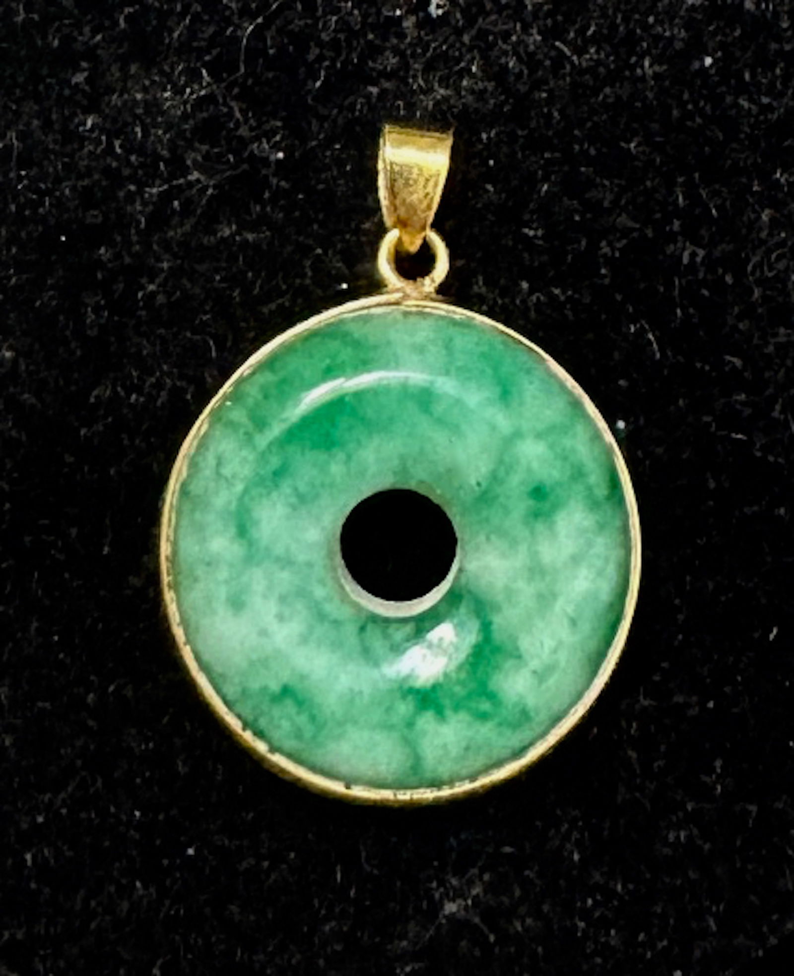 Green Jade Circle Pendant Set In 14k Gold (1 of 4)