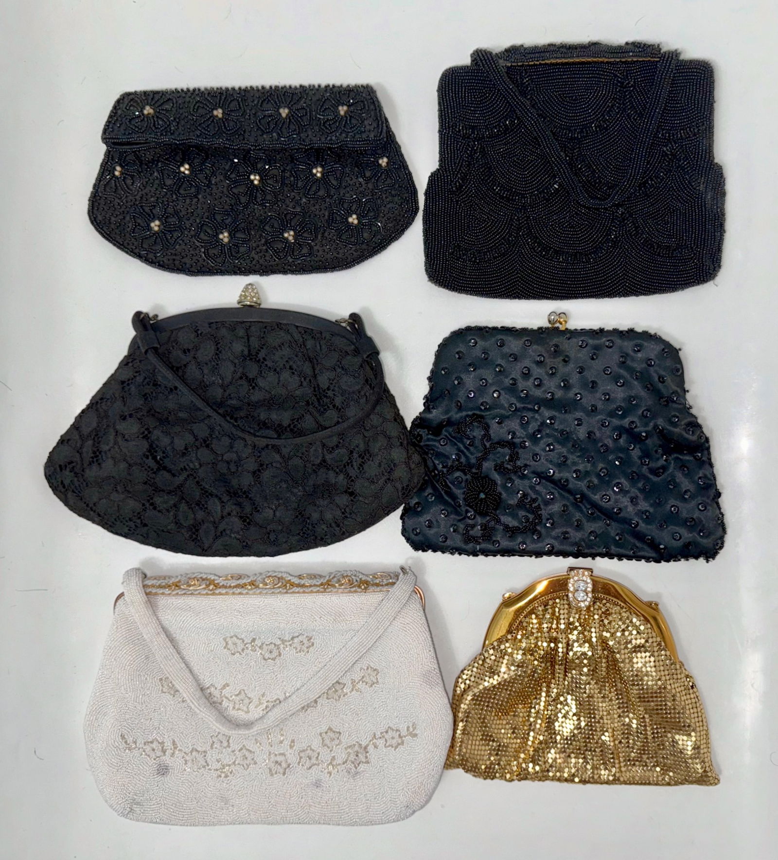 Vintage Beaded, Lace & Mesh Handbags, 1930-1950s. (6) (1 of 7)