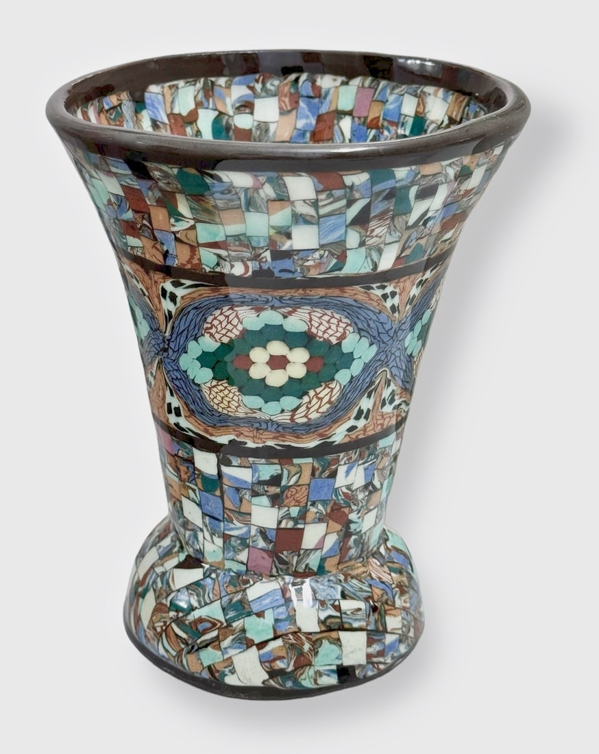 French Vallauris Micro Mosaic Vase, Jean Gerbino, 1950s (1 of 7)