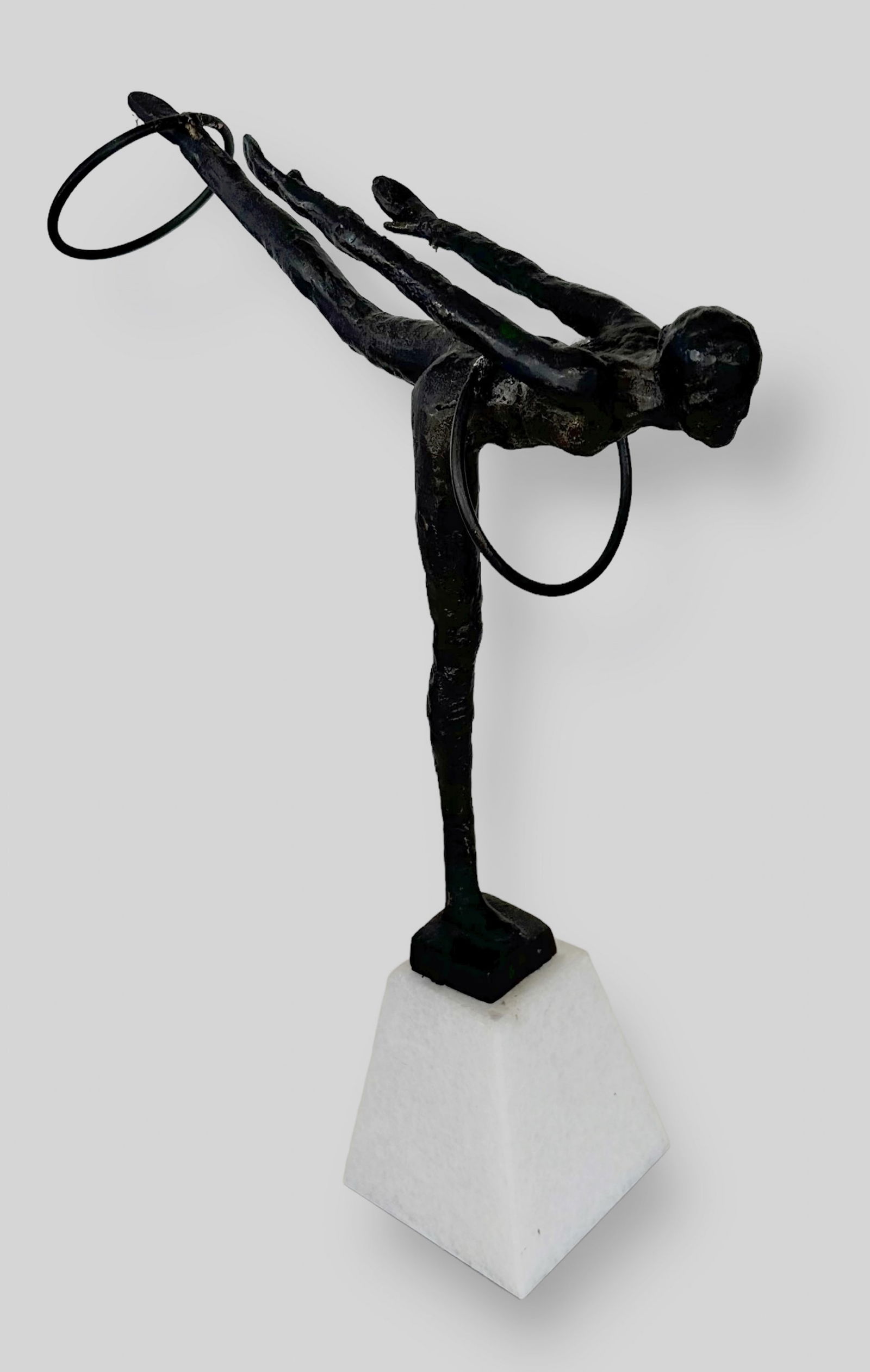 Modernist Bronze Sculpture, Hoop Dancer on Marble Base (1 of 4)
