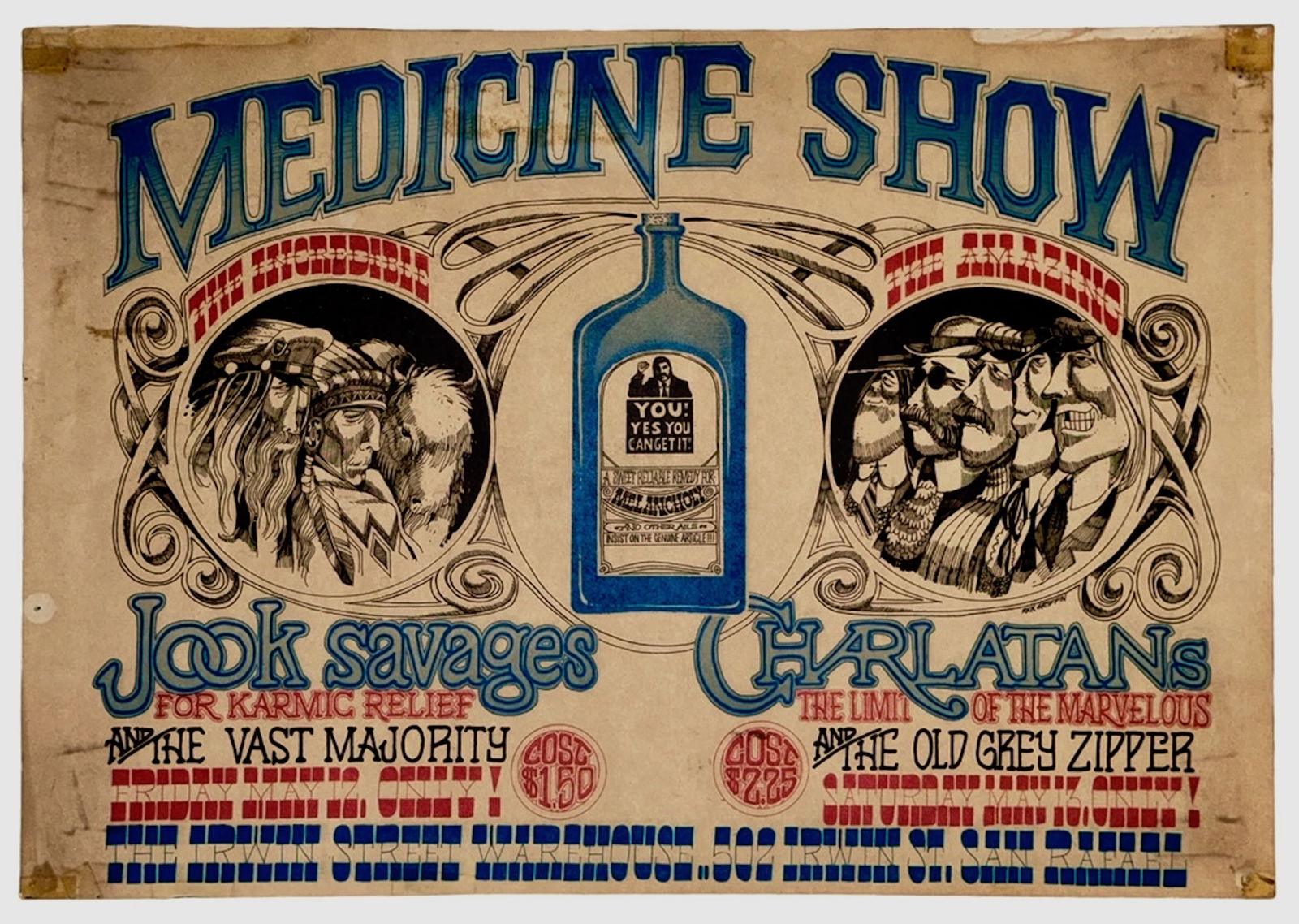 Charlatans & Jook Savages Medicine Show Concert Poster, Rick Griffin, 1967 (1 of 6)