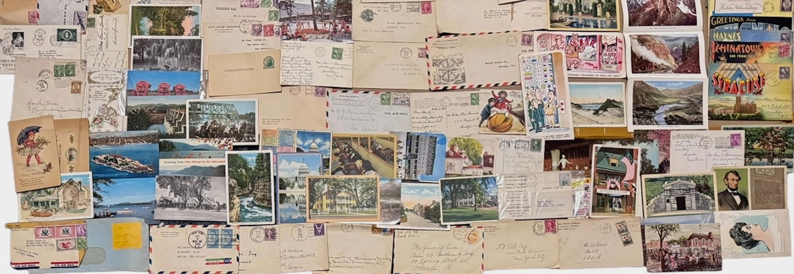 U.S.A. Stamped Envelopes, Postcards & Souvenir Real Photo Card Albums 1890-1950s (500+) (1 of 5)