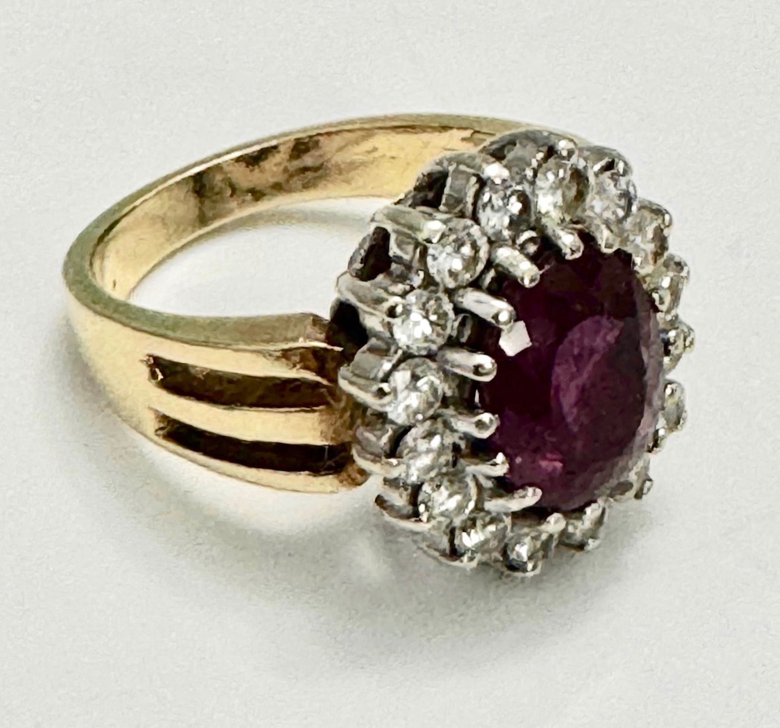 14k  Ladies Gold Ring Set With Diamonds And Ruby (1 of 6)