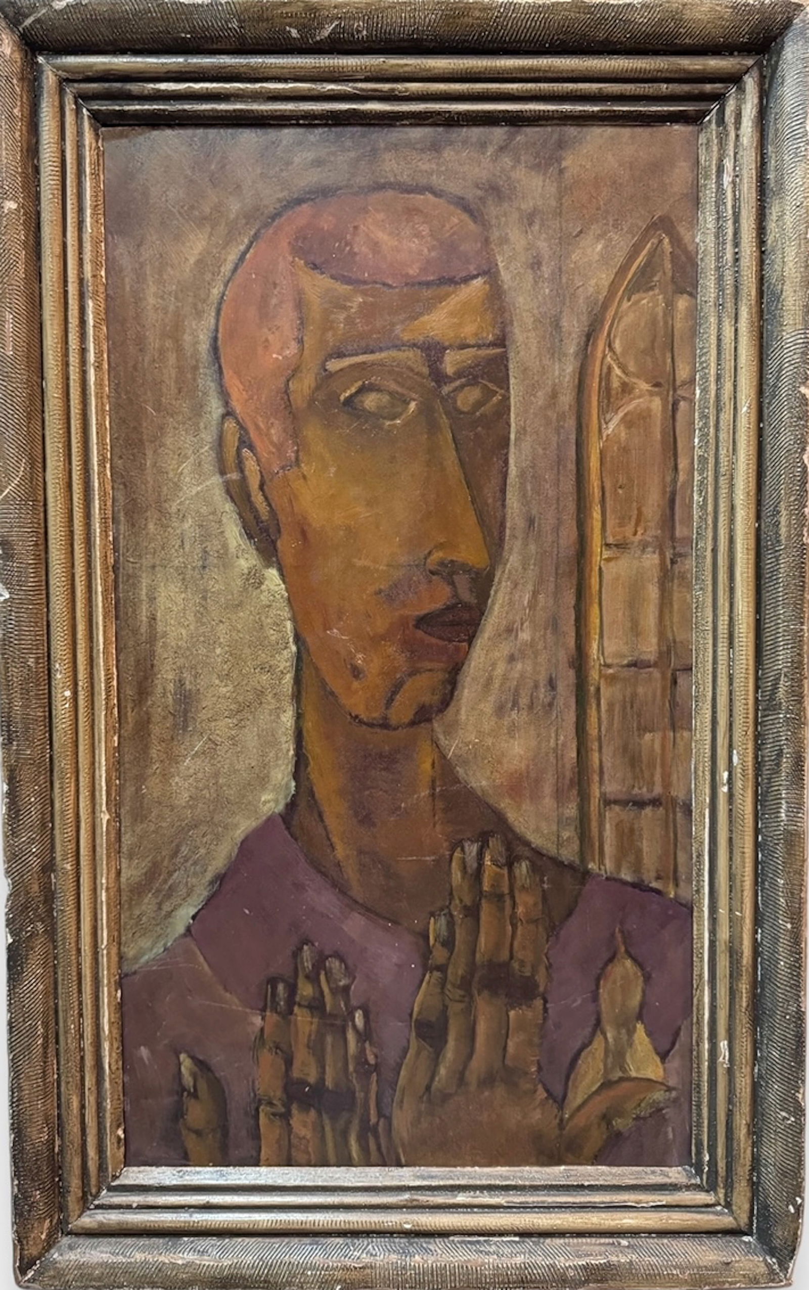Mid-Century Cubist Figurative Painting THE OFFERING (1 of 4)