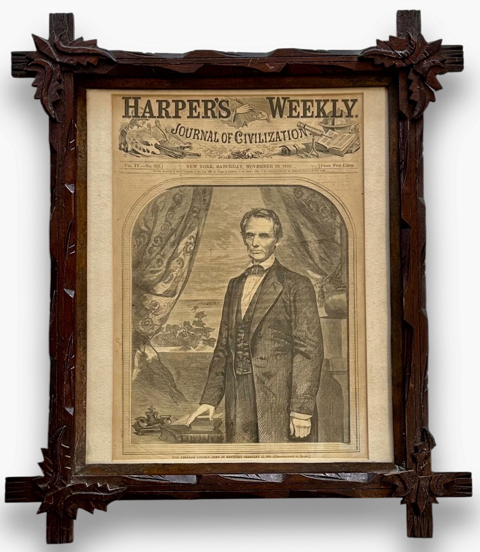 HARPER’S WEEKLY,  ABRAHAM LINCOLN PORTRAIT, 1860 (1 of 4)