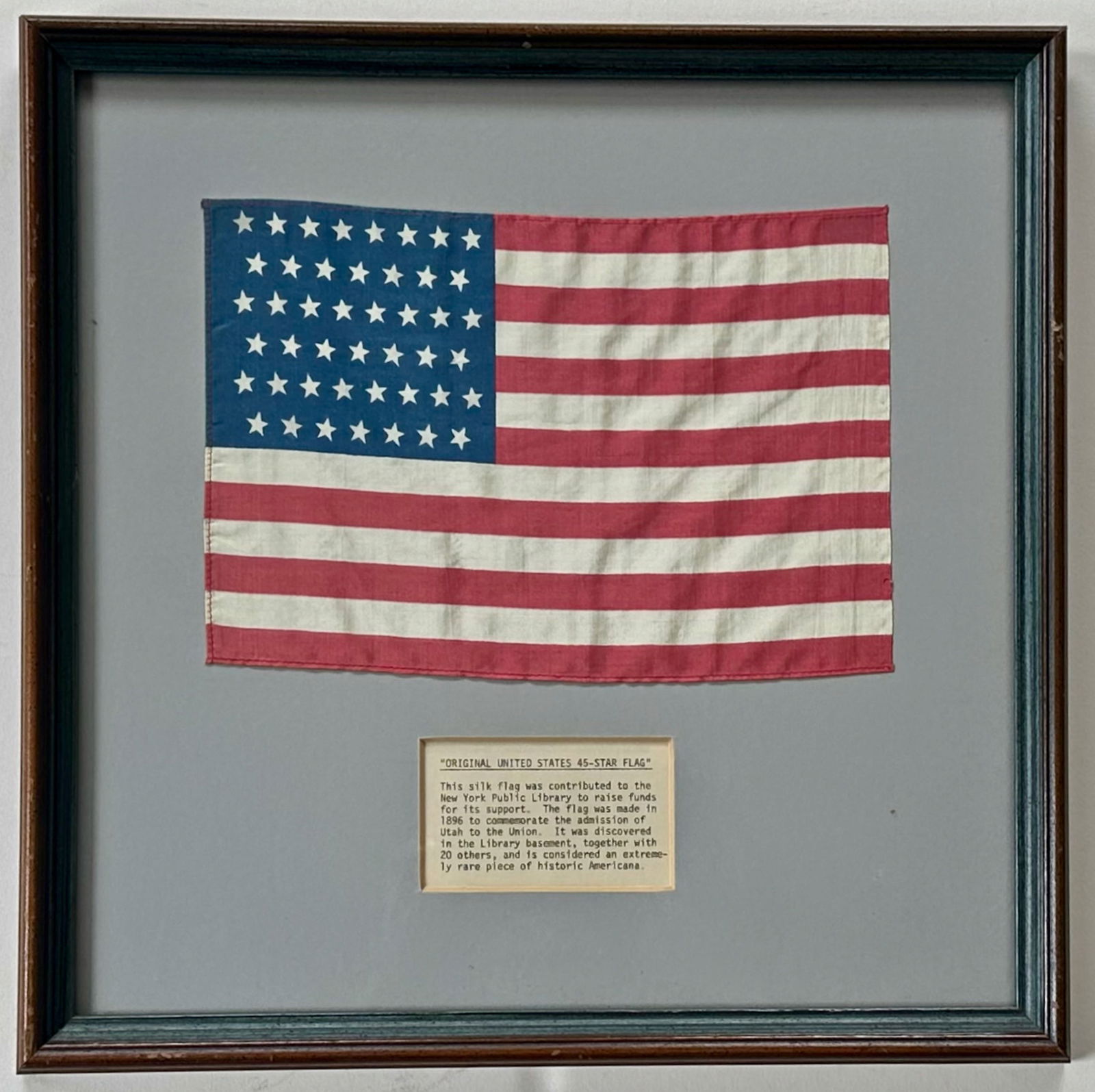 Original Framed United States 45-Star Silk Flag, 1896 (1 of 4)