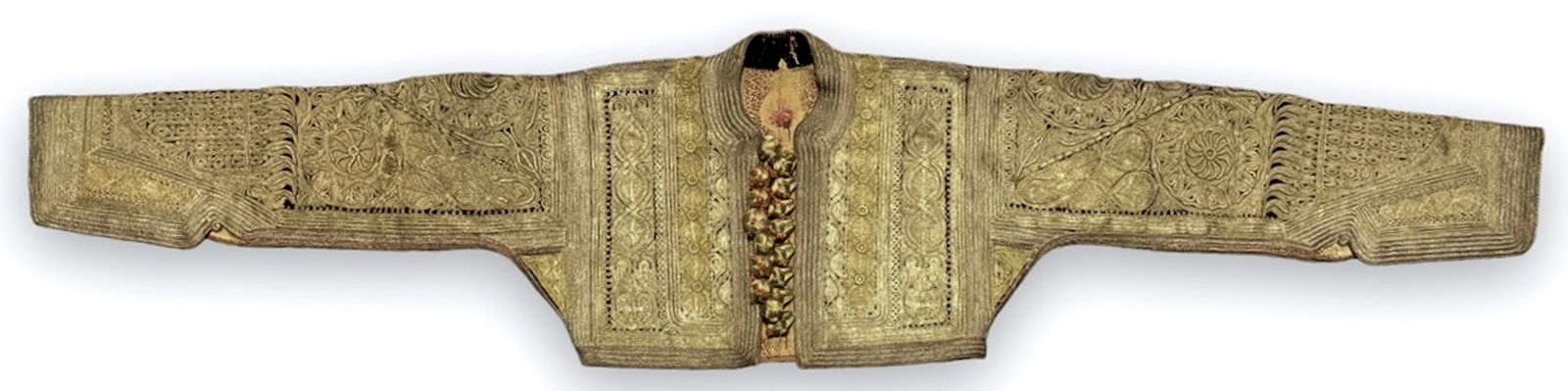 19th C. Ottoman Turkish Hand Embroidered Gold Metallic Thread Jacket (1 of 7)