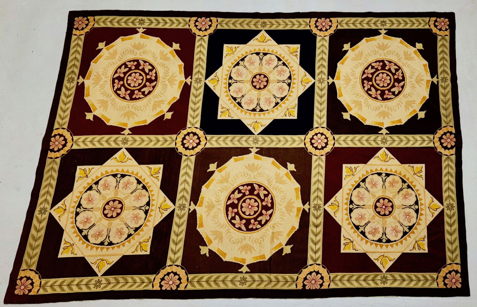 Antique French Aubusson Hand-Knotted Tapestry Floral Wool Rug;  8.25 ft. x 5.9 ft. (1 of 4)