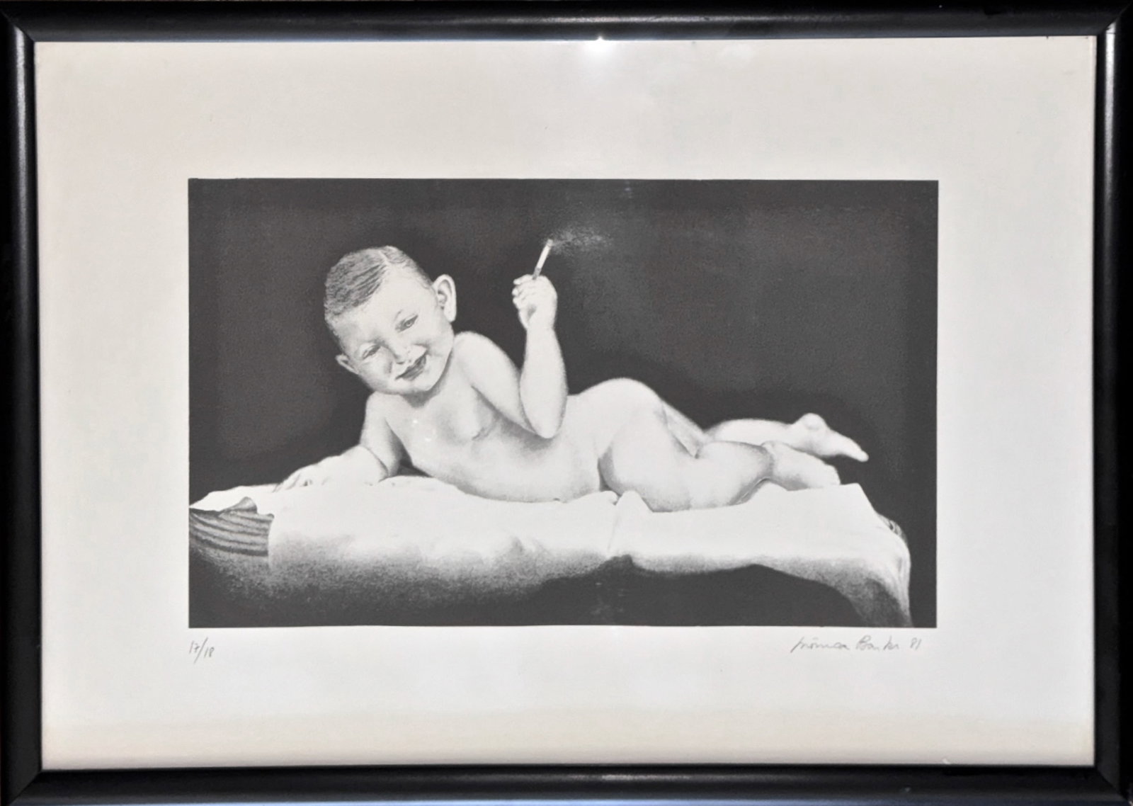 Monica Barki (Brazil, b.1956) OH BABIE, I LOVE YOU, 1981: Latin American Artist Monica Barki Lithograph, Pencil Signed, Edition Numbered and Dated. Title: OH BABIE I LOVE YOU. Artist: Monica Barki. Limited Edition Number: 17/18. Date: 1981. Lithograph on cre