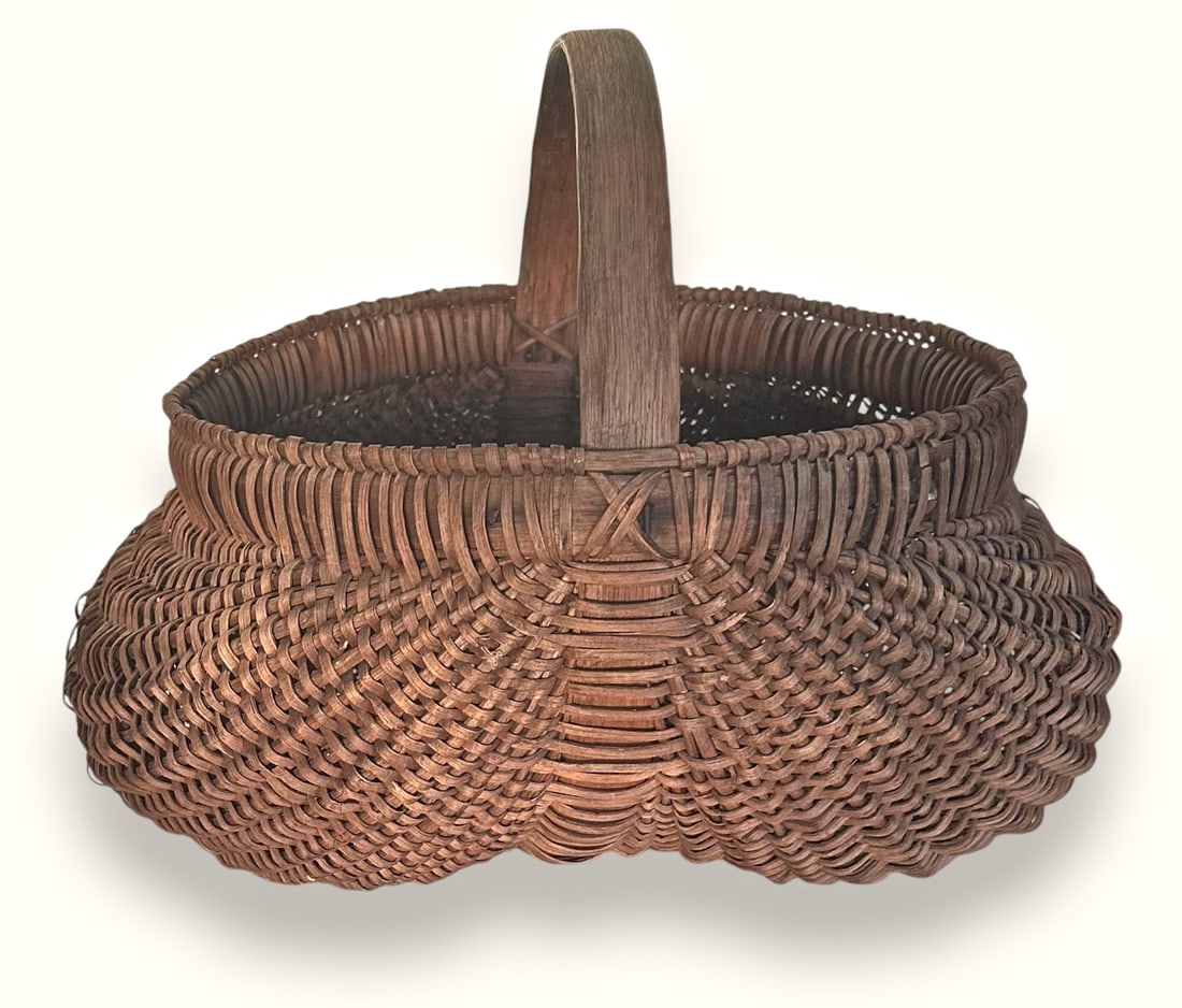 Antique 19th Century Hand Woven Buttocks Splint Basket (1 of 5)