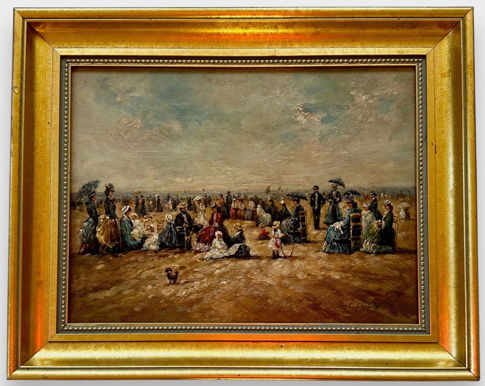 Claude Cahill Cooper (British b. 1941) Impressionist Beach Scene  Painting (1 of 5)