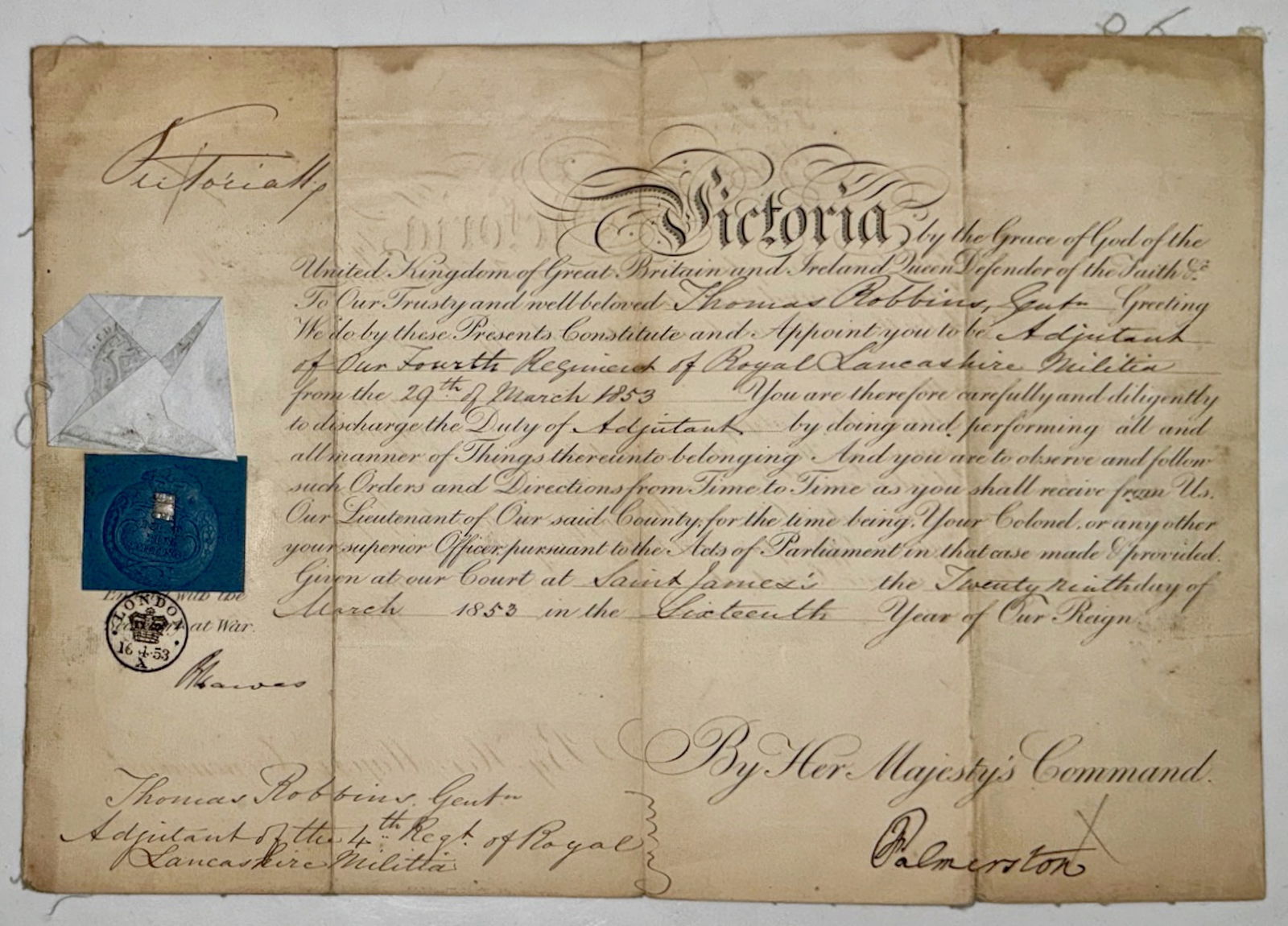 Queen Victoria Original Signed Royal Military Document On Vellum, 1853 (1 of 6)